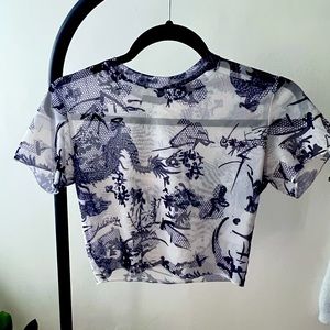 Mesh Asian Dragon Crop Top
